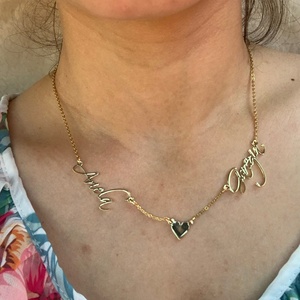 Nhiều Tên Tùy Chỉnh Vòng Cổ 3,4,5,6 Tên Nơi Cá Nhân Trang Sức Tim Letter Thép Không Gỉ Vàng - Product Image 5