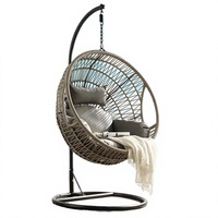 Fauteuil suspendu d'extérieur en rotin PE, moderne et confortable, avec coussin imperméable, chaise œuf, mobilier de loisirs pour l'extérieur