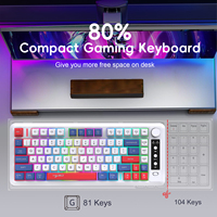 Offre Spéciale HXSJ L400 81 touches clavier d'ordinateur portable sans fil rétroéclairé RVB ergonomique Membrane portable de jeu à 3 modes État neuf