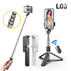 Perche à <span class=keywords><strong>selfie</strong></span> sans fil pliable 4-en-1 en alliage d'aluminium <span class=keywords><strong>L03</strong></span> avec trépied et hauteur de 1000 mm pour appareil photo numérique et téléphone portable - Product Image 1