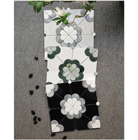 Carreaux de mosaïque en marbre au jet d'eau à motif floral de luxe au design moderne décoration de murs et de sols pour hôtels et palais