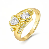 925 bijoux de mariage pour femmes bague de promesse classique Double Zircon en forme de coeur coupe classique rétro Design bague exquise pour femmes