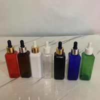 Hengjian 100ml Emballage de soins de la peau carré Utilisation pour les parfums d'huiles essentielles Parfums Flacons compte-gouttes en plastique avec pipette en verre