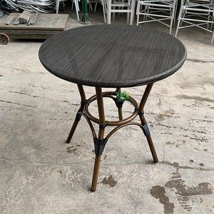 (E9005NEW) Restaurant Furniture Aluminum Bamboo Look Outdoor French <strong>Bistro</strong> <strong>Table</strong> - Product Image 4