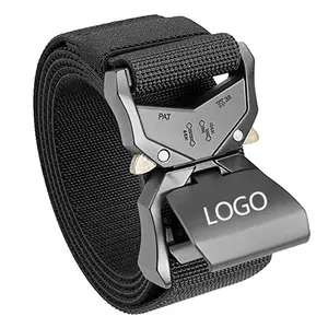 Cinturón de nailon con hebilla de Metal para hombre, cinturón táctico Molle con logotipo personalizado para exteriores, liberación rápida, nuevo