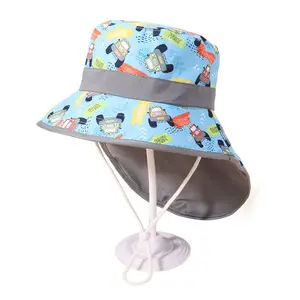 Çocuk Boys güneş şapkası yürümeye başlayan UV koruma plaj şapkaları yaz çocuklar boyun Flap geniş ağız balıkçı şapkası