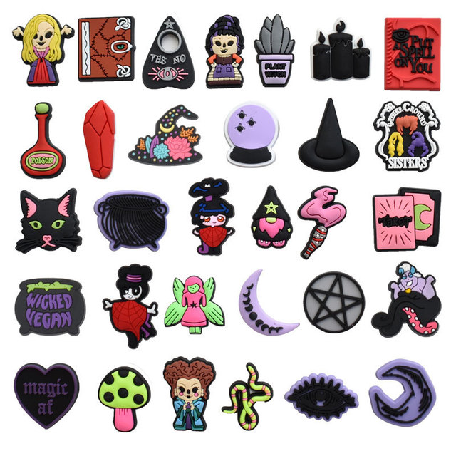 Custom Mystic Witch Shoe Charms Gothic Crystal Ball Style Shoe Pins Wholesale Spooky Tarot Card Gift Clog Badge Accessories