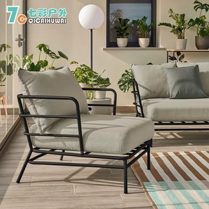 Canapé de jardin extérieur imperméable et résistant aux UV pour villa, terrasse, avec structure métallique, canapé inclinable pour hôtel, ensemble complet en aluminium - Product Image 1