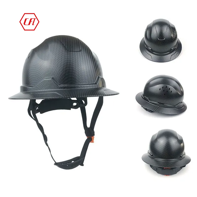 Bán Hot ANSI z89.1 HDPE đầy đủ vành huyệt thiết kế sợi Carbon mũ cứng Mũ bảo hiểm an toàn cho xây dựng với 6-điểm hệ thống treo