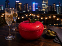 Casserole en céramique en forme de pomme avec couvercle et doubles poignées, pot à soupe en céramique résistant au four, vaisselle créative pour la cuisine et la table