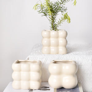 Vente en gros Pot de fleurs en céramique crème scandinave haut de gamme Simple accessible Luxe Ins Style Glacé Orchidée <span class=keywords><strong>Succulente</strong></span> Vert - Product Image 4