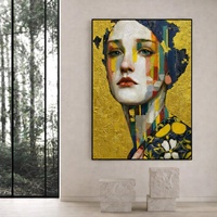 Peinture à l'huile originale peinte à la main, moderne, minimaliste, réaliste, avec des pétales dorés, portrait floral abstrait, art mural sur toile, aluminium