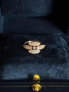 <b>Vintage</b> Inspired Dainty Floral Moissanite <b>Ring</b> Rose <b>Gold</b> Plated 925 Silver Pave Diamond <b>Rings</b> - Product Image 4