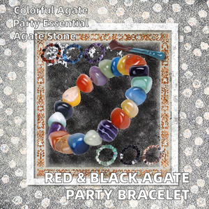 Pulsera de Moda Europea y Americana, Brazaletes Vintage de Ágata de Colores Mezclados, Rojo y Negro de Ensueño, Joyería Popular para Fiestas - Product Image 3