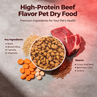 Aliments secs pour chats et chiens à haute teneur en protéines de bœuf, marque privée OEM ODM, avec formules fonctionnelles personnalisées en option, 28 % de protéines brutes