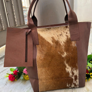 Sac fourre-tout en cuir de vachette à poils, élégant sac à bandoulière, sac à main, sac de shopping pour femme - Product Image 1