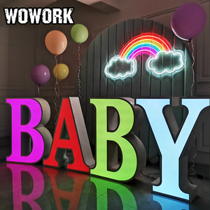 2025 wowork fushun dấu hiệu điện tử chiếu sáng <span class=keywords><strong>LED</strong></span> RGBW số một cupcake đứng lớn bé bảng chữ cái với Glass Top - Product Image 4