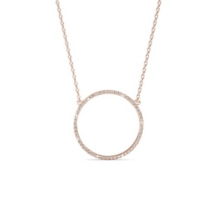 Pendentif cercle orné de cristaux Swarovski Daisini en argent sterling 925 plaqué or 18 carats Collier <span class=keywords><strong>Olina</strong></span> élégant - Product Image 2