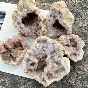 Yeni varış toptan yüksek kalite doğa ham kristal pembe ametist Geode küme satılık - Product Image 3