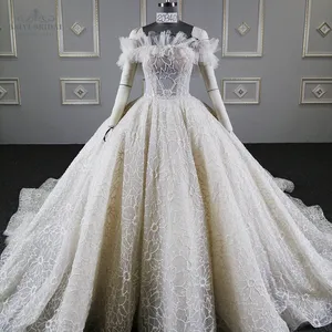 2021 abito da sposa Sexy in avorio con ricamo 3D di lusso abito da sposa con paillettes lucido su misura