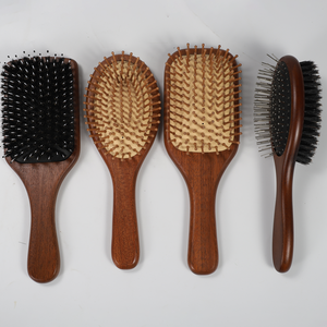 Brosses <span class=keywords><strong>à</strong></span> poils naturels <span class=keywords><strong>en</strong></span> <span class=keywords><strong>bois</strong></span> d'ébène avec coussin d'air et poils de sanglier, épingles étanches, double face, pour toilettage des animaux, vente <span class=keywords><strong>en</strong></span> gros - Product Image 1