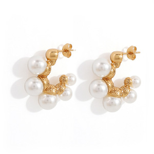 <b>Cuff</b> <b>Earrings</b> Pearl 18k Gold Plated U-Shaped Teardrop Geometric Everyday Wear - Product Image 5