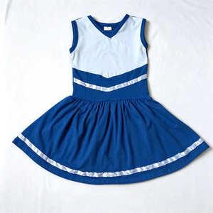 Girls Milk Silk Sleeveless Cheerleading <b>Dress</b>, V Neck Color Block Cheer Uniform <b>Dress</b> for Stage Performance & <b>School</b> Sports - Product Image 3