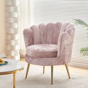 <span class=keywords><strong>Divano</strong></span> Divanetto Multiuso in Velluto Rosa Conchiglia Stile Moderno Unico per Soggiorno - Product Image 6