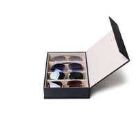 Support de rangement Cadre à lunettes en cuir Plateau 4 fentes Plateau à lunettes Organisateur de lunettes Boîte Étui à lunettes de soleil