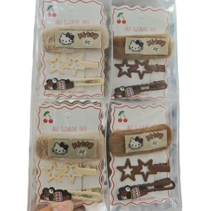 Ai Lian Ni Kitty <b>Plush</b> Hair Clip 10 Cm Duckbill Clip For Girls Daily Use Star Element Mix Color - Product Image 4