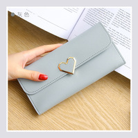 Dompet Ponsel Kulit PU untuk Wanita, Dompet Panjang Wanita, Tempat Kartu, Dompet Koin, Tas Clutch Motif Hati