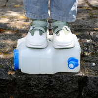 Seau à eau carré d'extérieur de 3,2 gallons (12 litres) en PE de qualité alimentaire avec robinet et couvercle, conteneur d'eau pour le camping, réservoir d'eau