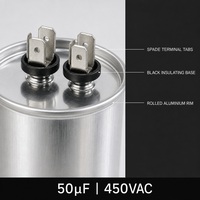 Condensateur de démarrage de moteur AC CBB65 450V 50uF 50/60Hz, condensateur à film auto-réparant pour compresseur de climatiseur, unité HVAC