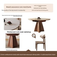 Table à manger pliante extensible en bois avec plateau en ardoise télescopique pour petits appartements, design moderne, mobilier de salle à manger à double usage