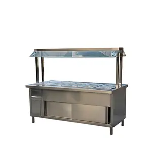 Bain marie/equipo de restaurante/MESA de buffet superior de vidrio templado/bandeja de comida de vapor