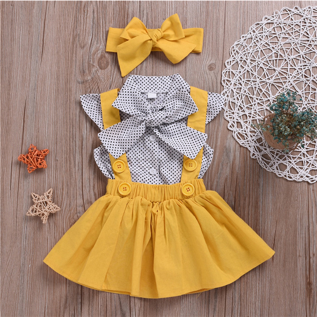 Children Clothes Girl Summer Polka Dot Short Sleeve Dresses For Kids Baby