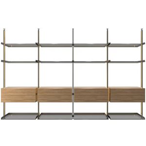 Armario Moderno Personalizado con Diseño Moderno, Cajones Pequeños, Puerta Corredera, Caja <span class=keywords><strong>de</strong></span> Almacenamiento, Barras, Armario <span class=keywords><strong>de</strong></span> Aluminio con Poste LED <span class=keywords><strong>para</strong></span> <span class=keywords><strong>Ropa</strong></span> - Product Image 3