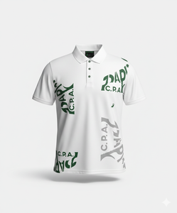 Chemise polo blanche en polyester avec impression par sublimation. fabriqué en micro-polyester 145-150 g/m² - Product Image 1