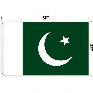 Hot Selling Islamic Pakistan Pakistani <b>Flag</b> Banner Large 3x5 Ft Polyester in Double Stitch for Decoration - Product Image 1
