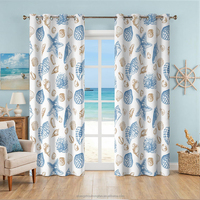 Cortinas de Playa con Diseño Náutico y Oceánico, Térmicas, Opacas, con Ojales, Estampado de Coral, para Sala de Estar