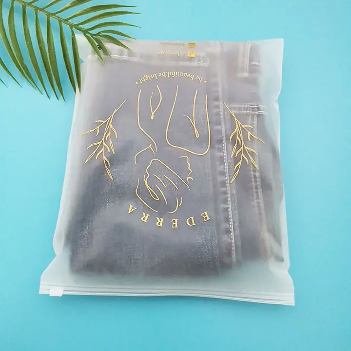 Sac givré pour vêtements, sacs d'emballage en plastique avec fermeture à glissière transparente avec fermeture à glissière en stock