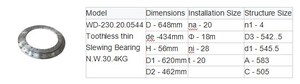 ตลับลูกปืนแบบหน้าแปลนน้ำหนักเบา XZWD รุ่น WD-230.20.0544 แบบไม่มีเฟือง  วัสดุเหล็กอัลลอยด์  แบบสัมผัสสี่จุด  ซีล NBR ได้รับการรับรองมาตรฐาน ISO9001 - Product Image 2