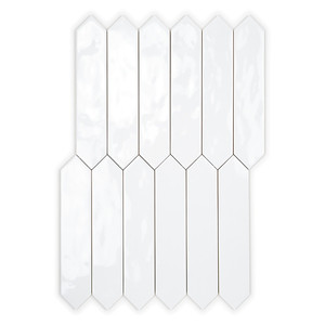 Piastrella Bianca Picket 5x25 Cm Lucida con Bordi Irregolari - Product Image 2