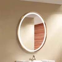 Miroir ovale en verre LED intelligent décoratif pour la maison moderne, fixé au mur pour la salle de bain ou le salon, vente en gros de Chine, plexiglas RM Morden