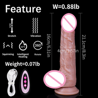 Vibromasseur Godemiché Réaliste en Silicone à 10 Fréquences, Chauffant et à Ventouse, pour Femmes