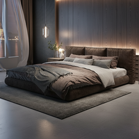 Furnistyle Luxuriöses Minimalistisches Modernes Doppelbett Echtes Leder Kopfteil Kiefernholzrahmen Boxspring Futon Tatami-Stil