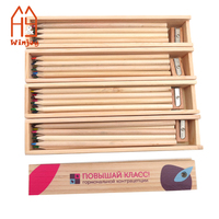 Ensemble de crayons de couleur imprimés sur mesure avec boîte en bois, crayons de couleur en bois naturel 12 couleurs avec taille-crayon