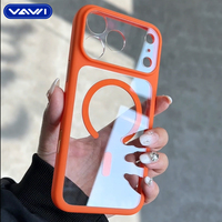 Étui de téléphone portable transparent antichoc en PC haute transparence VAWI B493 pour iPhone 16 17 Pro Max Plus, coque magnétique transparente