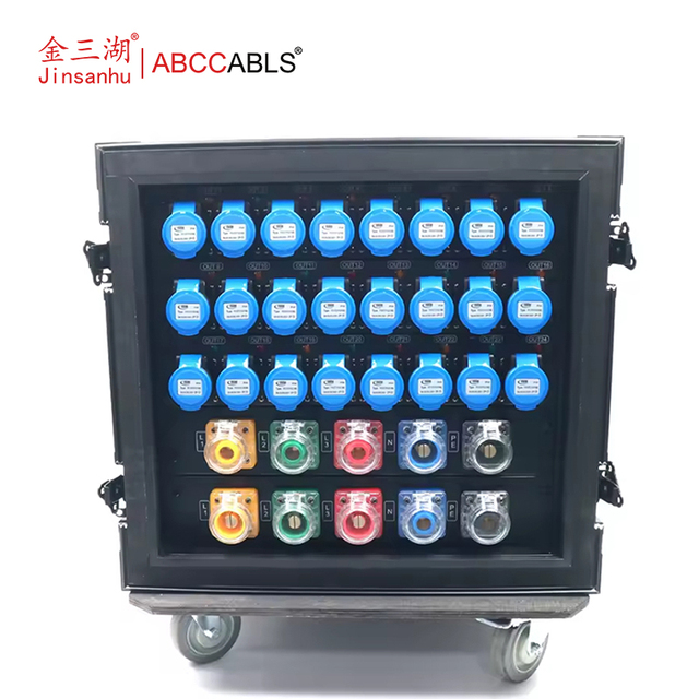 ABCCABLS 380V 24-Output Metal Stage Power Distribution Box 3-Phase CEE Power Distributor with Waterproof Connectors