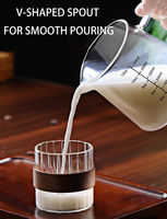 JM Verre à expresso moderne écologique avec poignée en bois d'acacia, en verre borosilicate, tasses doseuses et carafe à lait à vendre